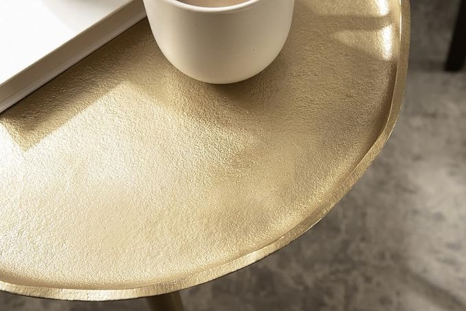 Kate and Laurel Alessia Modern Round Metal Side Table; 15 x 15 x 22; Gold; Decorative Glam Cast Aluminum End Table with Deckled Edge for Bedroom Nightstand or Living Room Accent