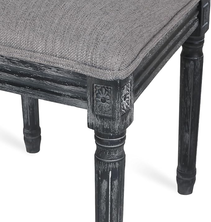 Merax Upholstered Solid Wood Dining Chairs Set of 2, French Country Style Accent Side Seating Furniture for Kitchen, Living Room, Wicker Back, Grey