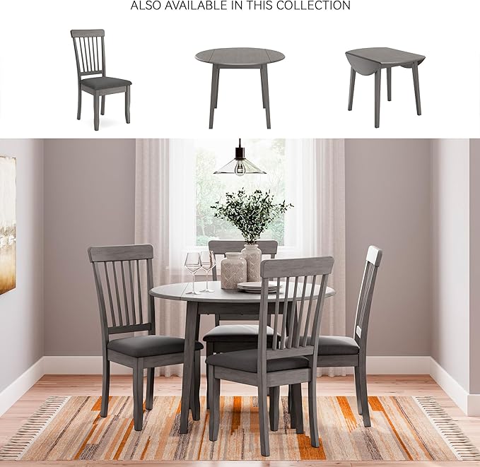 Signature Design by Ashley Shullden Casual Round Dining Small Drop Leaf Table, Seats up to 4, Gray