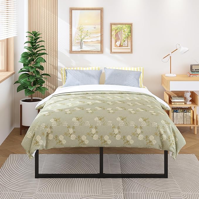 18 Inch King Bed Frame Sturdy Mattress Foundation, Heavy Duty Metal Platform with Steel Slats Support No Box Spring Needed, Noise Free, Easy Assembly, Black