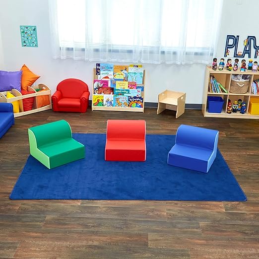 Children's Factory Library Chair, Blue, CF322-386, Flexible Seating Classroom Furniture, Kids Reading Nook & Playroom Chairs for Toddler Girls & Boys