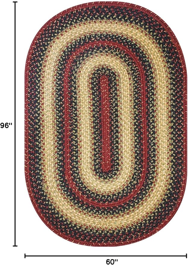Homespice Highland Multi Color Oval Area Rugs, 5x8' - Handmade with Jute, Warm Country and Lodge Decor, Perfect for Living Rooms and Bedrooms - Durable, Easy to Clean and Pet Friendly