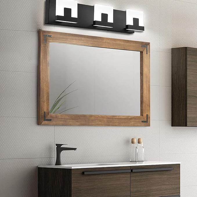 YOSHOOT Rustic Wooden Framed Wall Mirror, Natural Wood Bathroom Vanity Mirror for Farmhouse Decor, Vertical or Horizontal Hanging, 72" x 36", Brown