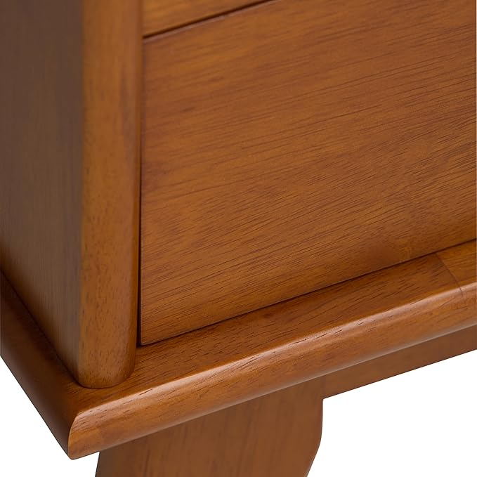 SIMPLIHOME Draper Bookcase - 64 inch Tall Solid Hardwood Wide Storage Bookshelf in Teak Brown, Mid-Century Modern Storage for Living Room, Study Room or Office with Adjustable Shelves and Tapered Legs