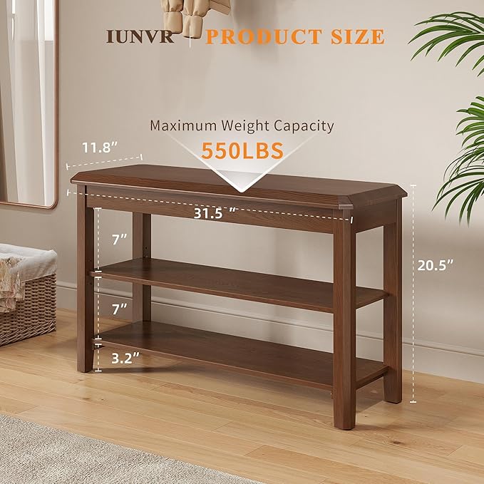 Shoe Rack for Front Door Entrance, Solid Wood Shoe Bench for Closet, Holds Up to 550lbs, Shoe Rack Bench for Entryway, Mudroom, Hallway