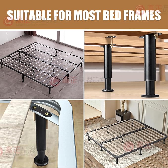 Adjustable Height Bed Support Legs 13.8-23.6 inch, Bed Frame Center Support Legs for Bed Frame/Bed Center Slat/Furniture, Heavy Duty Metal Bed Replacement Legs Bed Slats Support Legs, Upgraded Version
