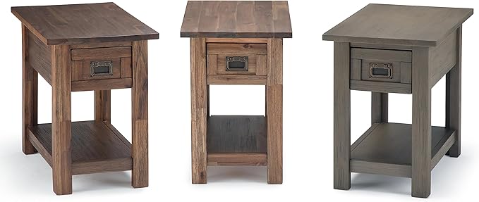 SIMPLIHOME Monroe SOLID ACACIA WOOD 14 inch Wide Rectangle Rustic Narrow Side Table in Farmhouse Grey for the Living Room and Bedroom
