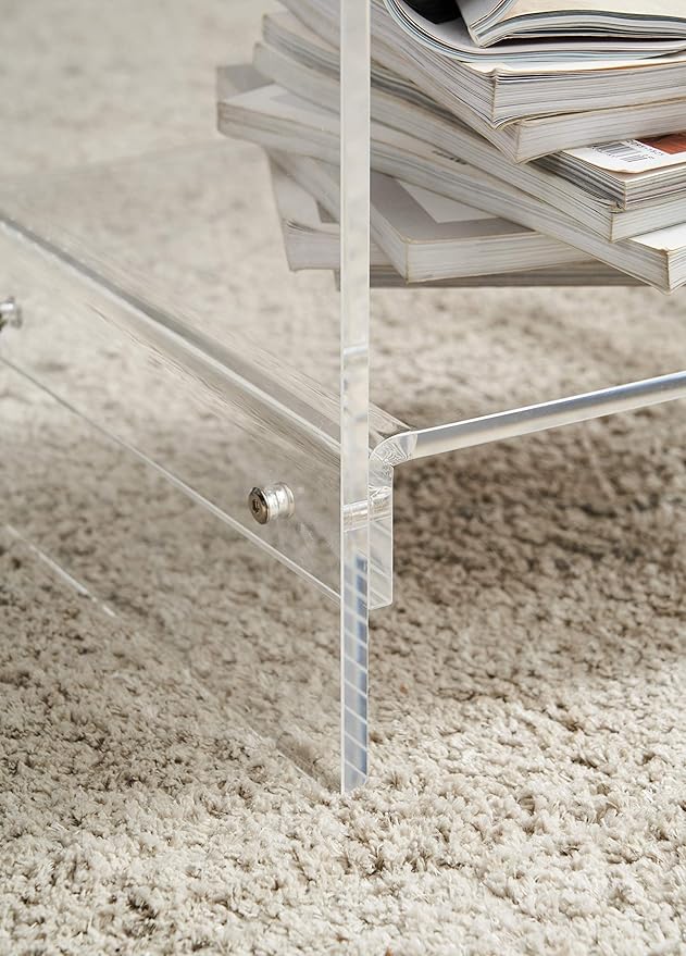 Clear Acrylic End Table，2-Tier，Nightstand for Living Room and Bedroom,Easy Assembly,18x12 inch，22 inch high