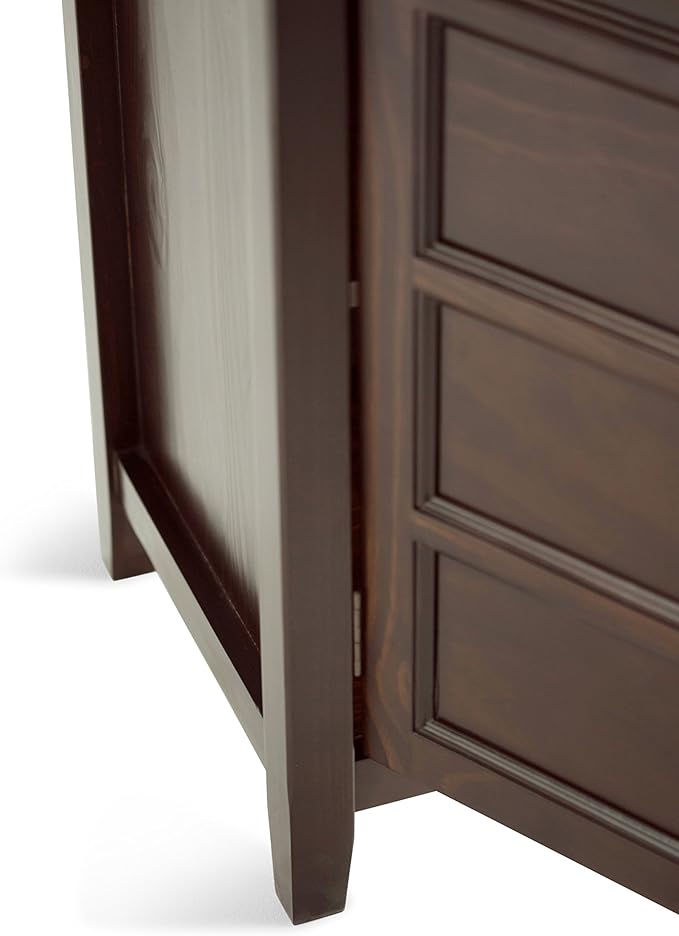 SIMPLIHOME Burlington SOLID WOOD 54 inch Wide Transitional TV Media Stand in Mahogany Brown For TVs up to 60 inches for the Living Room and Entertainment Center