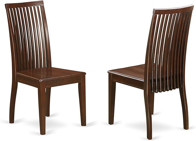 East West Furniture ESIP3-MAH-W 3 Piece Dining Table Set for Small Spaces Contains a Round Dining Room Table with Pedestal and 2 Wood Seat Chairs, 30x30 Inch, Mahogany