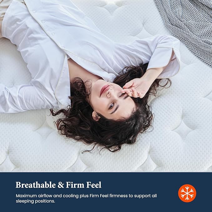 Coolvie Queen Mattress Firm, Strong Coils Hybrid Mattresses for Extra Lumbar & Hip Support, Cooling Knit Fabric Cover- CertiPUR-US® Certified Foam/ 80x60x12, 12 Inch Mattress Queen Size in a Box