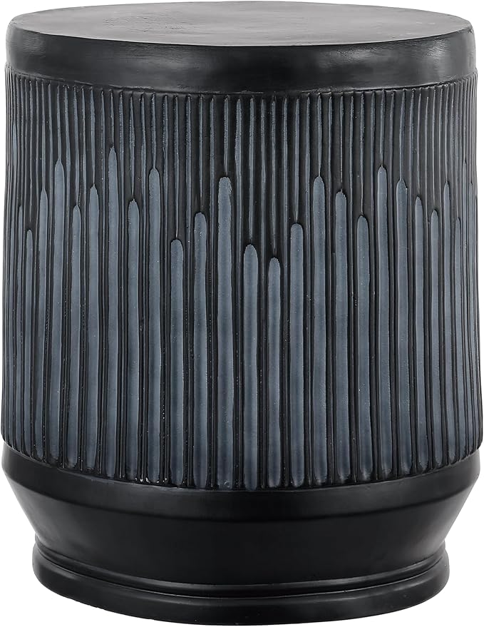 JONATHAN Y TBL1103C Kline 17.5" Mid-Century Modern Brutalist Indoor/Outdoor Accent Table Art Deco, Minimalist, Contemporary, Patio, Garden, Bathroom, Living Room, Wash Black