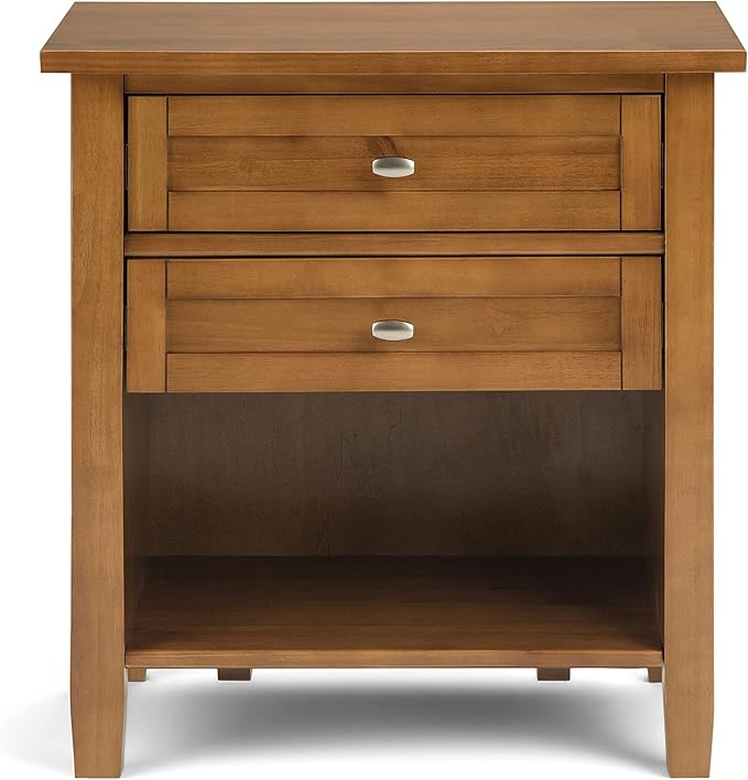 SIMPLIHOME Warm Shaker SOLID WOOD 24 inch Wide Transitional Bedside Nightstand Table in Light Golden Brown for the Living Room and Bedroom