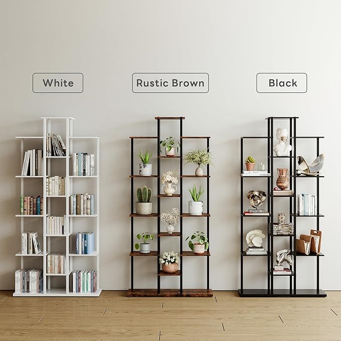 Bookshelf，Small Bookcase for Small Space，6-Tier Bookshelf for Living Room, Home Office, Study，7.87 x 26.77 x 55.5 Inches,Black
