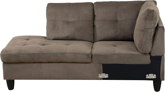NicBex Sectional Couch 3 Pieces Sofa Set with Right Chaise Pineapple Velvet L Shaped Cloud Couch for Living Room Furniture Sets with Storage Ottoman, Modular Sofa for Living Room & Apartment, Walnut