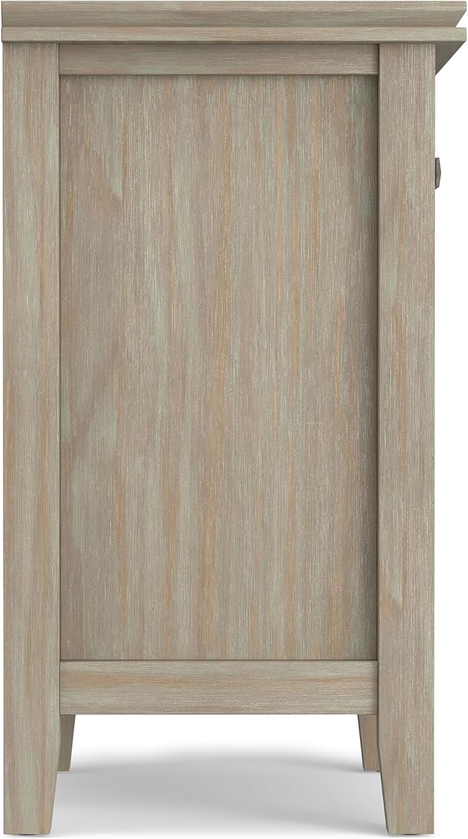 SIMPLIHOME Artisan SOLID WOOD 24 inch Wide Transitional Bedside Nightstand Table in Distressed Grey for the Living Room and Bedroom