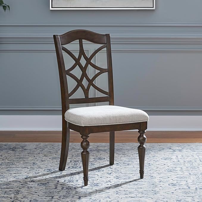 Liberty Furniture Arden Road 5 Piece Dining Trestle Table Set - 4 Splat Back Side Chairs - Satin Cherry