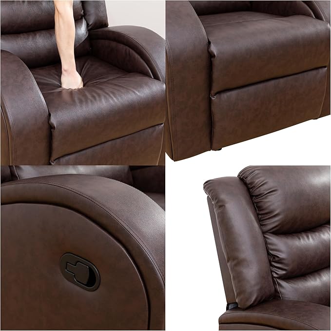 Loveseat Recliner Sofa, Reclining Loveseat Leather Couch Upholstered, Modern Comfy Home Theater Seating Power Recliner Chair for Living Room Furniture Sets, Red