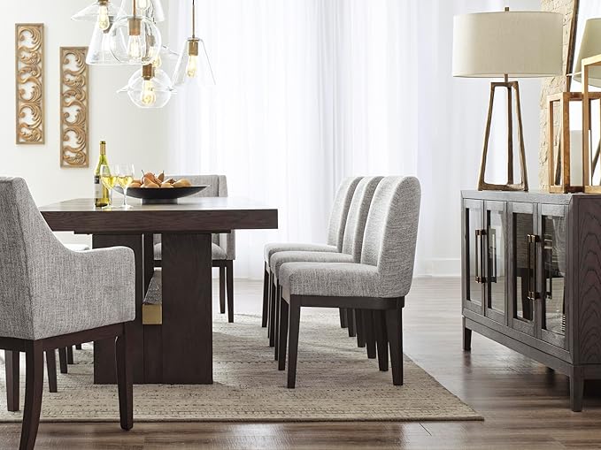 Signature Design by Ashley Burkhaus Traditional Dining Upholstered Arm Chair, 2 Count, Gray & Dark Brown