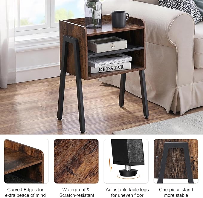 VECELO Stackable Nightstand, End Table Side Table with Open Storage Shelf, Small Night Stand for Bedroom, Living Room