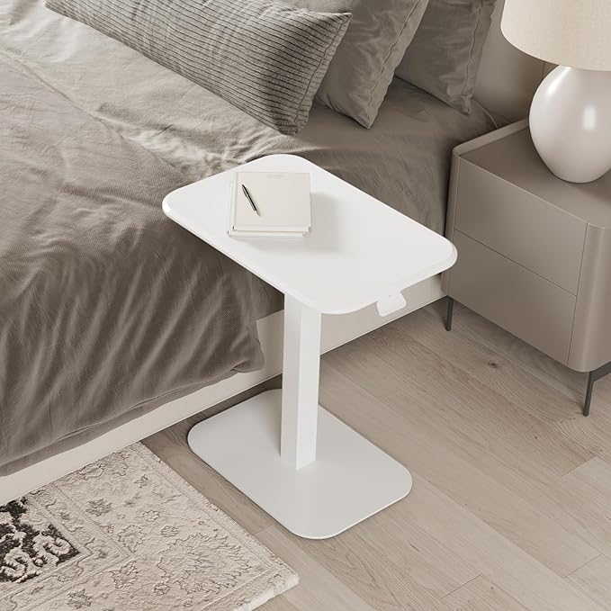 Ergohome™ ELEVANCE Table™ Height Adjustable Minimalist Tables, Laptop Desk, Living Room, Small Side Table, Drink Coffee End Table, Sofa Table for Bedroom, Study and Small Spaces (Table_WhiteCloud)