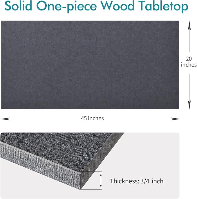 Kaboon Universal Tabletop 45"x20", Solid One-Piece Melamine Table Top, L-Desk Floating Desk DIY, Home and Office,Fabric Blue