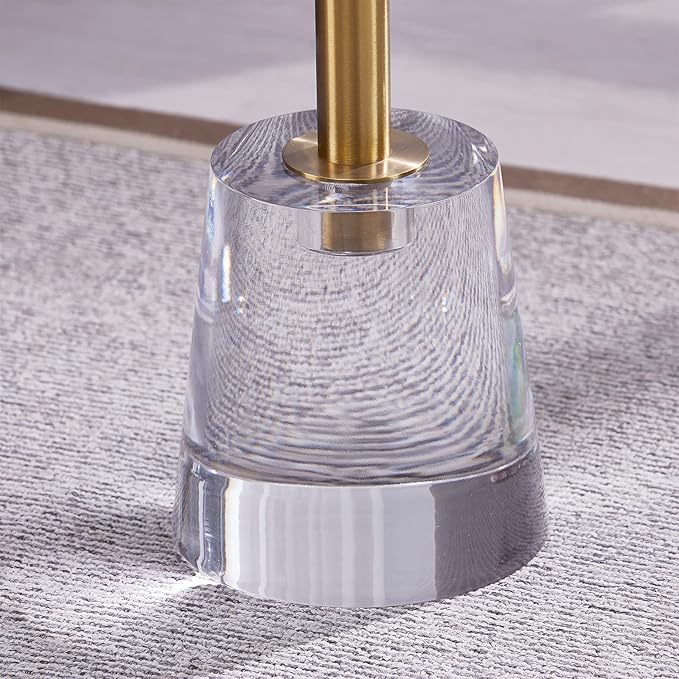 LIKENOW Furniture Acrylic Side Table,Clear Small Round End Table for Living Room,Bedroom,Office | Modern Nightstand with Gold Post for Drink,Food,Snack,Assembly
