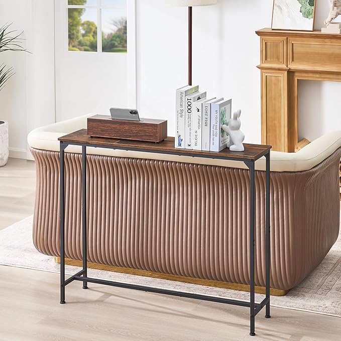 Console Table, Narrow Entryway Table, Thin Sofa Table, Behind Couch Table,for Hallway, Bedroom, Living Room, Foyer, 9.4 x 39.4 x 31.5 Inches, Rustic Brown