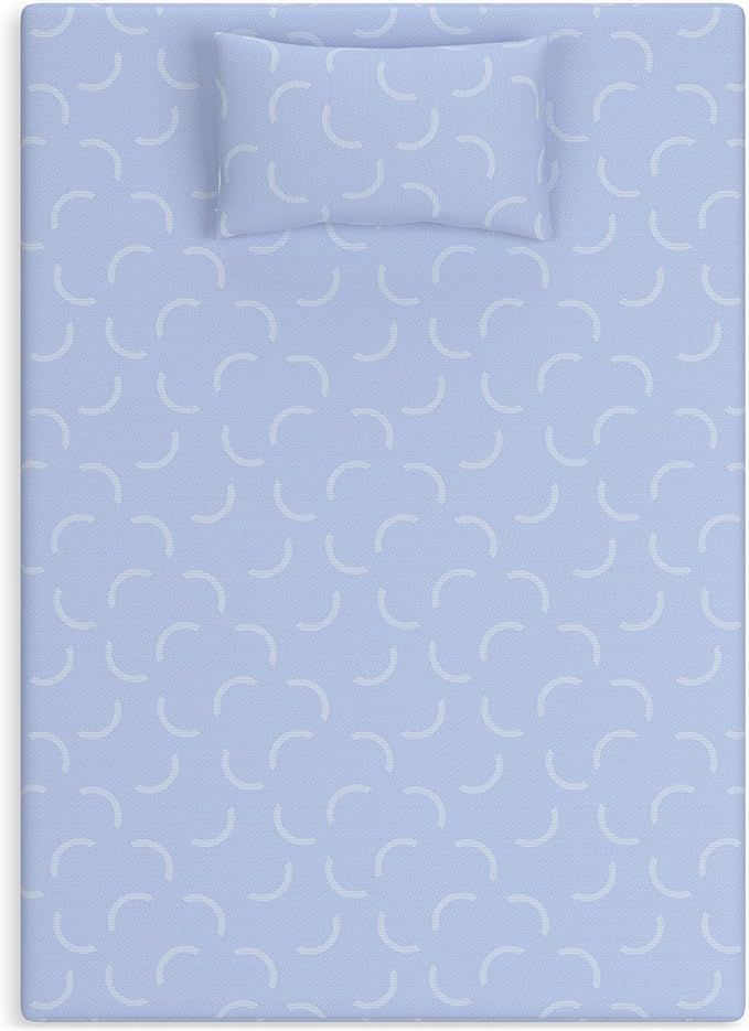 Signature Design by Ashley Full Size iKidz 7 Inch Firm Gel Memory Foam Mattress with Stretch Knit Cover & Pillow Included, Blue Ocean, Fiberglass Free, Mattress in A Box