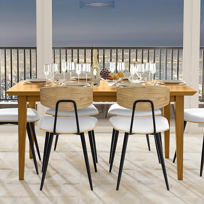 SIMPLIHOME Colby Dining Table, Solid Wood Oak Veneer in Oak, 60 x 36 inches, Contemporary-Style Rectangular Kitchen Table for up to 6 People
