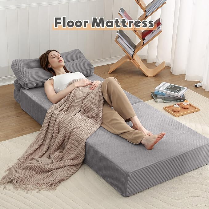 MeMoreCool No More Floor Sleeping Guests 2-in-1 Instant Guest Bed Transforms Studio Living - 5-Second Setup Boneless Design - Machine Washable Grey