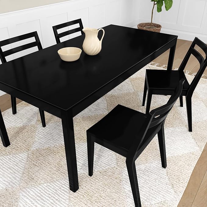 Grain & Grove Davie Dining Room Chairs Set of 2, Solid Wood Modern Kitchen Chair for Living Room, Kitchen, Black