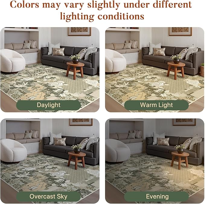 GENIMO Area Rug 2x3 Doormat, Machine Washable Low Pile Rugs, Small Floral Patchwork Retro Chenille Entryway Mat for Entrance, Hallway, Kitchen and Corridor, Taupe Gray