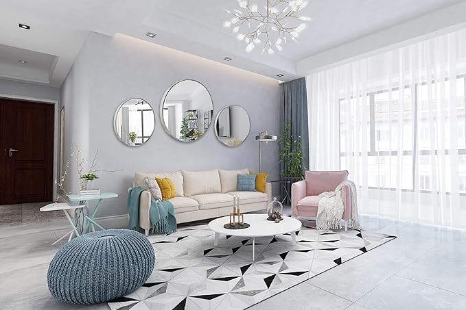 FrameWorks 20" Deluxe Contemporary Silver Circular Aluminum Mirror