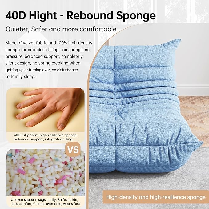 Bean Bag Chairs for Adults, BeanBag Reading Chair Memory Foam Couch, Floor Chair Soft Teddy Material, Comfy Reading Nook Chairs for Bedroom Living Room Office