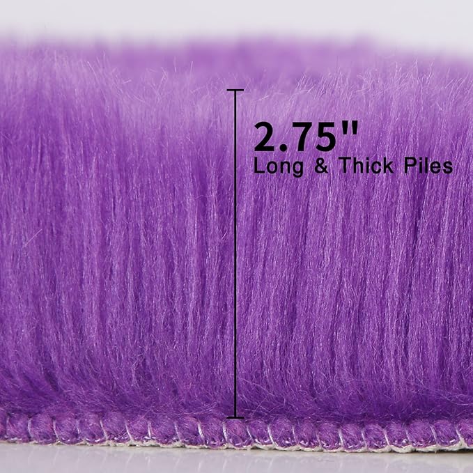 duduta Purple Faux Sheepskin Runner Rugs 2x6 ft, Fluffy Shag Bedroom Rug Fur Sofa Couch Covers Washable