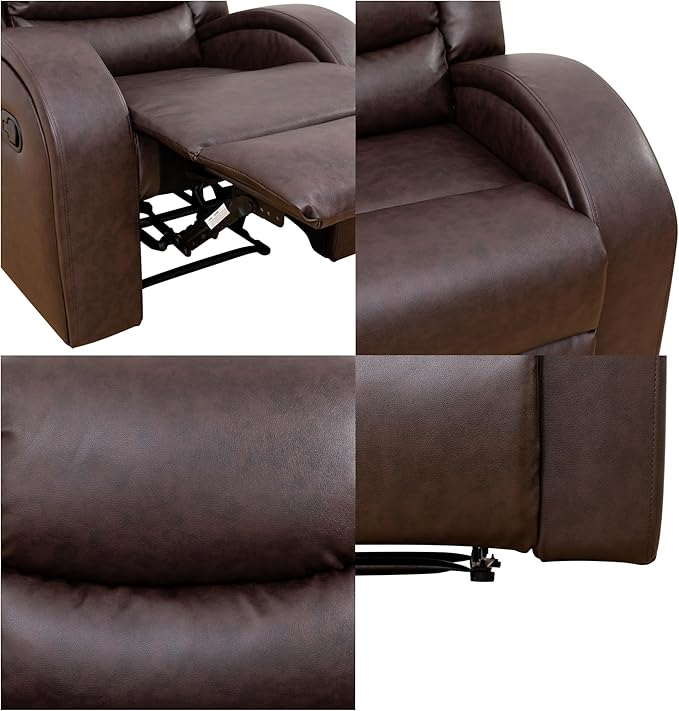 Loveseat Recliner Sofa, Reclining Loveseat Leather Couch Upholstered, Modern Comfy Home Theater Seating Power Recliner Chair for Living Room Furniture Sets, Red