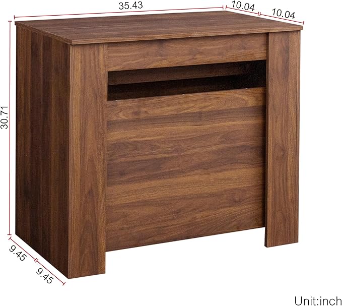 118" Extendable Dining Table for 6-10 Person, Wooden Folding Narrow Dining Room Table, Farmhouse Extendable Console Table for Gatherings, Meeting, Dining Office Areas Walnut