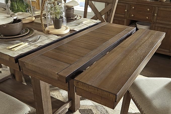 Signature Design by Ashley Moriville Rustic Farmhouse 36" Counter Height Dining Extension Table, Brown
