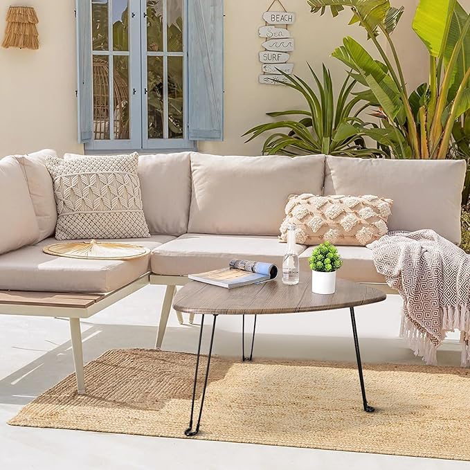 Folding Coffee Table for Living Room Small Wooden Folding Tables with Steel Legs Light Brown Triangle Coffee Table Mid Century Modern Floor Desk Low Table for Small Spaces Home Office