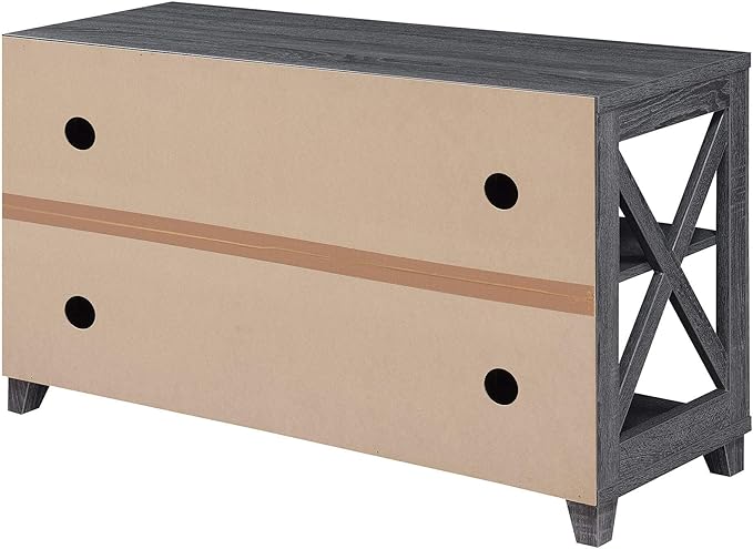 Convenience Concepts Oxford Deluxe 2 Drawer TV Stand with Shelves for TVs up to 55 Inches, Weathered Gray
