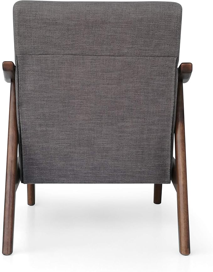 Ball & Cast Accent Chair Wide Armrest Mid-Century Lounge Living Room Chairs with Button Tufting,Wood Frame Seating Furniture for Bedroom,Apartment,Dark Gray