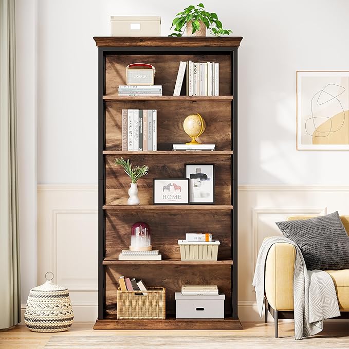 Tribesigns 6-Tier Bookcase, 71 Inches Industrial Bookshelves and Bookcases, Floor Standing 5 Shelf Display Storage Shelves Tall Bookcase for Home Office, Living Room, Bed Room, 2 Pcs
