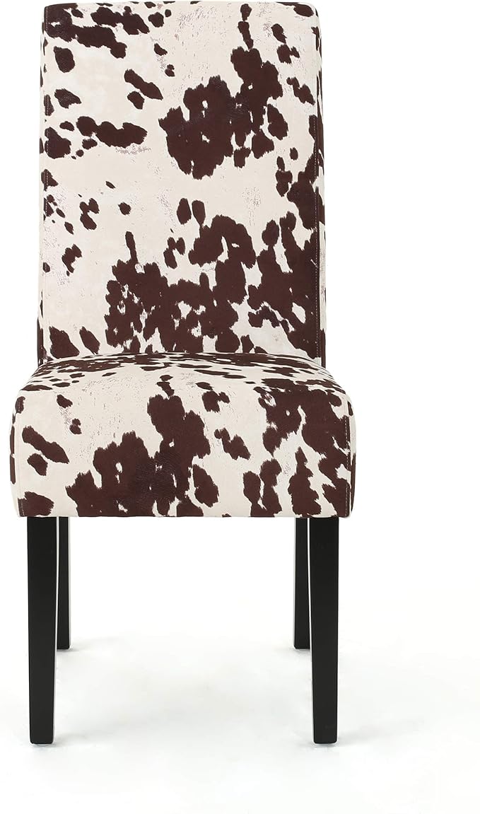 Christopher Knight Home Pertica Contemporary Velvet Dining Chairs, 2-Pcs Set, Milk Cow / Dark Brown