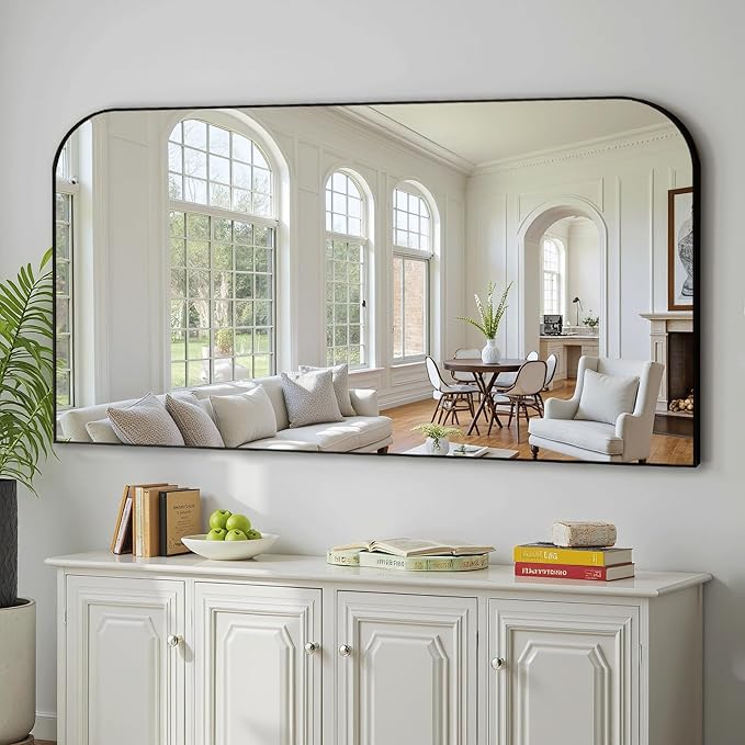 Bathroom Vanity Mirror,30" x 55" Black Metal Framed Wall Mirror for Over Sink, Living Room, Bedroom,Entryway Decor