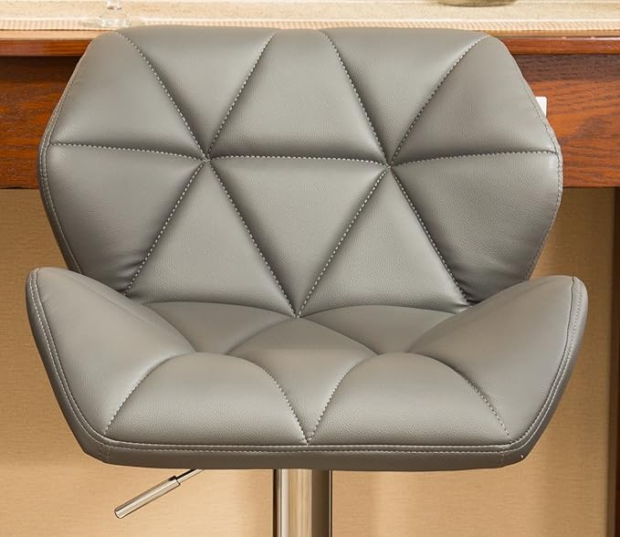 Roundhill Furniture Glasgow Contemporary Tufted Adjustable Height Hydraulic Grey Bar Stools, Set of 2,