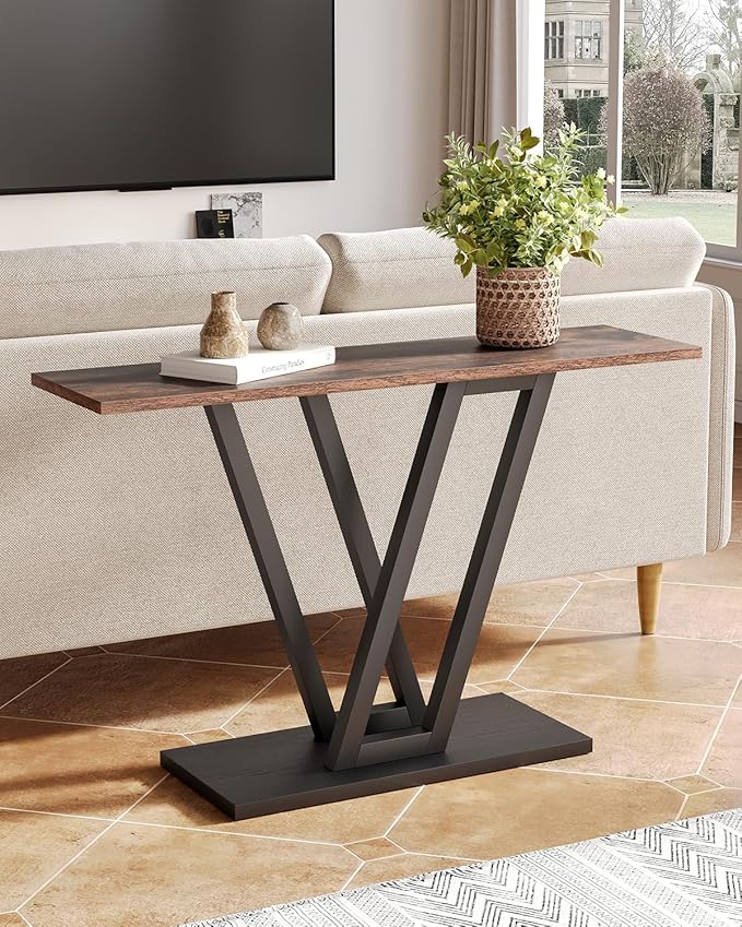 LITTLE TREE Console Table Hallway Table for Entryway 43 Inch Sofa Table Entryway Tables for Living Room, Rustic Brown