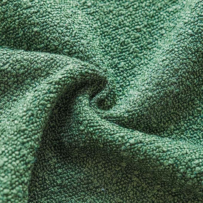 Foindtower Set of 2, Decorative Textured Boucle Throw Pillow Covers Accent Solid Pillow Cases Neutral Cozy Couch Cushion Case for Chair Sofa Bedroom Living Room Home Decor 24 x 24 Inch Hunter Green