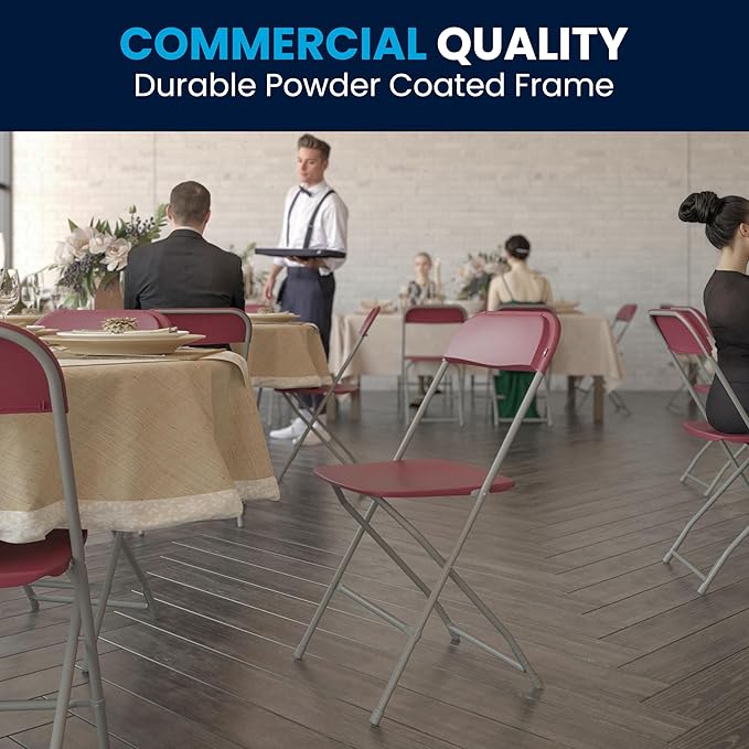 Flash Furniture Hercules Series Plastic Folding Chair - Red - 4 Pack 650LB Weight Capacity Comfortable Event Chair-Lightweight Folding Chair