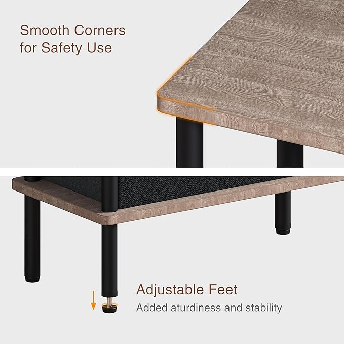 Narrow Side Table with Fabric Basket, End Table for Small Spaces, Slim Nightstand with 3-Tier Storage Shelf, Sofa Beside Table, for Living Room, Bed Room, Natrual Walnut